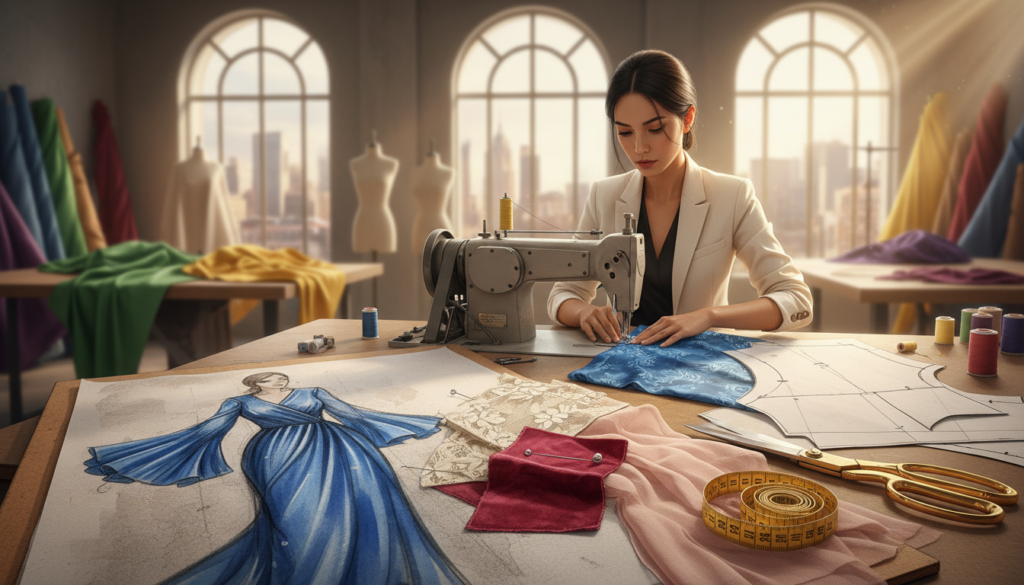 fashion illustration and garment construction process