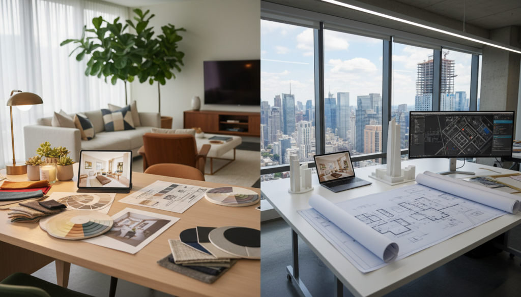 interior design vs architecture workspace comparison